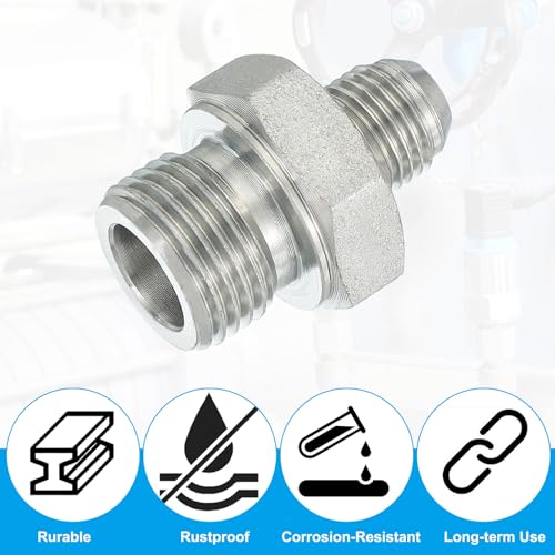 Image of PATIKIL Hex Reducing Nipple Connectors Pipe Adapter 9 /16 inch Male 37 Flare JIC x 1 /2 inch g Male, Pipe Fitting Reducer Nipple Adapter Plated Steel Hydraulic Fitting