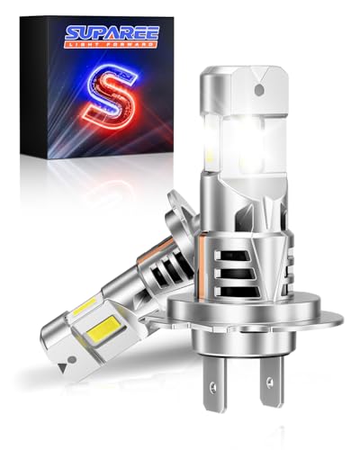 SUPAREE Bombillas H7 Bombilla De Faro LED H7 Bombilla Led h7 Canbus Iluminación de 3 Lados Ventilador y Enfriamiento 36000LM 6500K 1:1 Tamaño Plug y Play 2Pcs