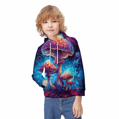 Sweat à capuche champignon 3D ado 11-13 ans pull hiver avec poche
