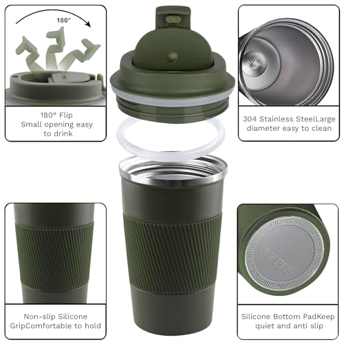 Image of Insulated Travel Coffee Mug, Stainless Steel Coffee Cup with Leakproof Lid | Double-wall insulation keeps drinks hot or cold for hours, with a leakproof lid and portable stainless steel design