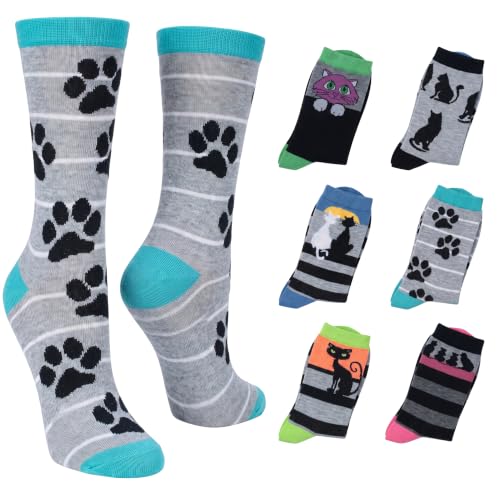 Image of Tipi Toe Women's 6-Pack Funky Crew Socks | Colorful Fun Patterned Novelty Dress Socks, Sizes 9-13