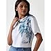 Guess Womens Eco Short Sleeve Logo Palm Print Tee, Multi Blu Palm Print, Large