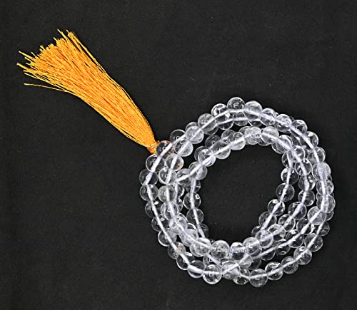 Image of Crystal Heaven Sphatik Mala 108 Beads Original Japa Prayer Beads-Spatik Mala Healing Gemstone Clear Quartz For Yoga Meditation Spiritual Reiki Feng Shui (7Mm Beads)
