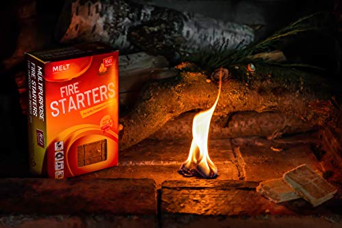 Fire Starters 160 Squares Charcoal Starter for Grills, Campfire, Fireplace, Firepits, Smokers. No flare ups & flavor. FireStarter for wood & pellet stove. Waterproof robust squares