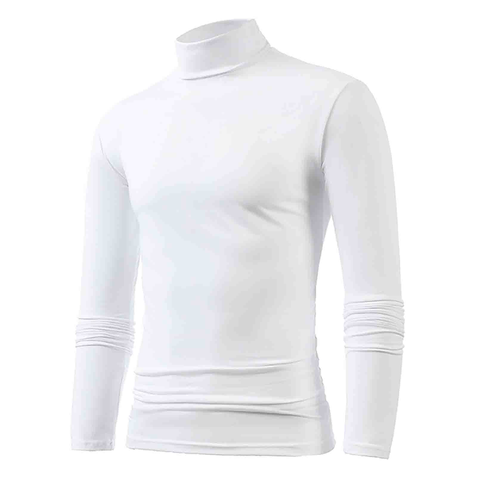 Chemises pour grands hommes hommes hiver chaud col haut mode sous-vêtements thermiques hommes basique uni t-shirt chemisier pull manches longues haut manches extra longues