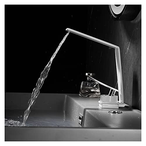 Mitigeur de lavabo cascade en laiton blanc pour vasque - 7