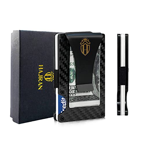 HAJRAN WALLETS | Slim Minimalist Sophisticated RFID Blocking Men’s Wallet | Men Carbon Fiber Credit Card Holder | Money Clip Silver HAJ002 Hr0022