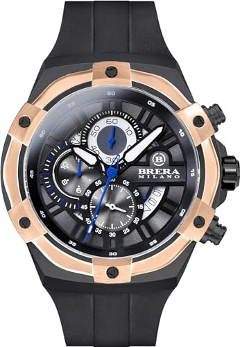 Montre pour homme Supersportivo Evo chronographe noir et or rose avec bracelet caoutchouc
