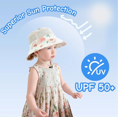 Baby Sun Hat Toddler Beach Hats with UPF 50+ Wide Brim Sun Protection Hat for Girls Age 3-83