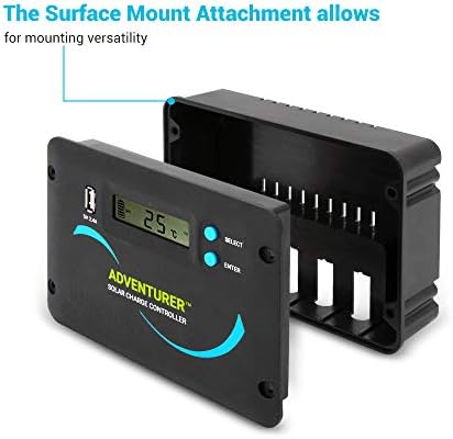 Renogy 30A 12V/24V PWM Solar Charge Controller with LCD Display Flush Mount Design Negative Ground, Compatible with Sealed, Gel, Flooded and Lithium Batteries, Adventurer 30A
