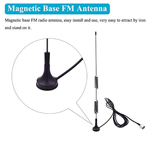 Fancasee Universal Fm Antenna Magnetic Base 75 Ohm Screw F Male Plug With Pal Bnc 3.5Mm & 75 To 300 Ohm Connector Adapter Coax Coaxial Cable Fm Radio Antenna For Home Av Stereo Receiver Indoor Outdoor #TOP4