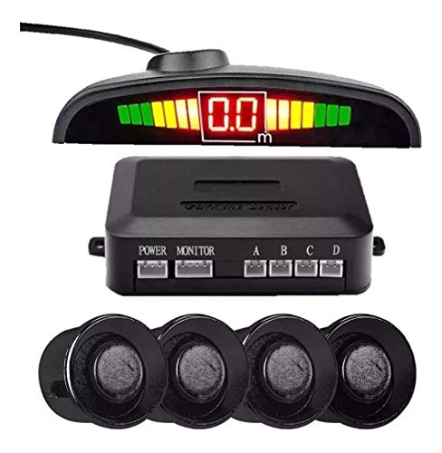 Sensor De Estacionamento para Ré com 4 Sensores e Display de Aviso Sonoro (Preto)