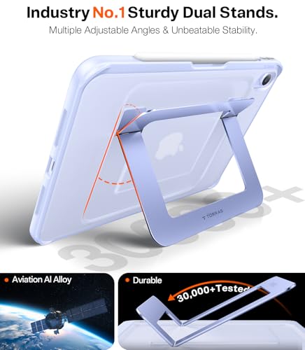 Image of TORRAS Ostand K1 Guardian for iPad Air 11 inch Case M4 /M3 /M2 (2026 /2025 /2024), Ultra Stable Stand, Multiple Adjustable Viewing Angles, Slim Protective Kickstand Cover with Pencil Holder, Purple