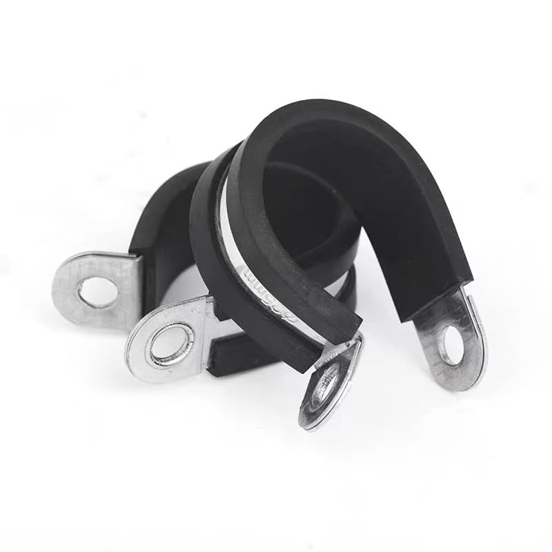 Abrazaderas de tubo tipo P reforzadas (2-10 unidades) con goma, abrazaderas manguera acero inoxidable, R, abrazadera cable individual(16mm(8pcs))