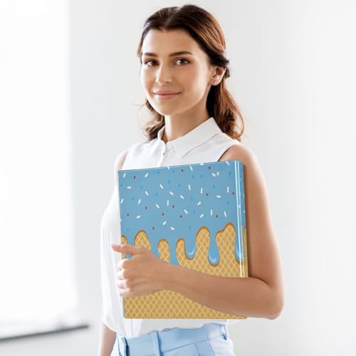 Image of 3 Ring Binder Blue Ice Cream 1.5 inch Binders Three Ring Binders with Clipboard Fit 8.5'' x 11'' Paper 3 Interior PVC Clear Pockets for Office Supplies