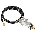 GasSaf 5FT 2 Stage Propane Regulator with Hose, 90 Degrees RV Propane Regulator for Dual Fuel Generator, RV, Camp Stoves, Gas Grills, Heaters - Standard POL Connection Fits 5-100 lb Propane Tanks