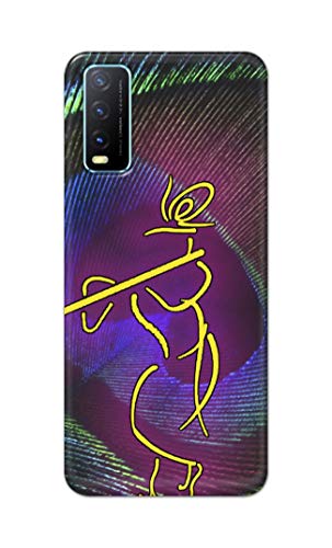 Image of PRINTFIDAA Lord Krishna On Peacock Feather Hard Back Cover for Vivo Y20 / Vivo Y20i / Y20s / Y20G / Vivo Y12s / Y20S (G) Back Cover -(P6) KAT1007