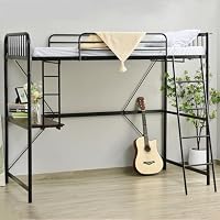 Amazon｜Kennkari ロフトベッド 大人用 デスク付き パイプベッド