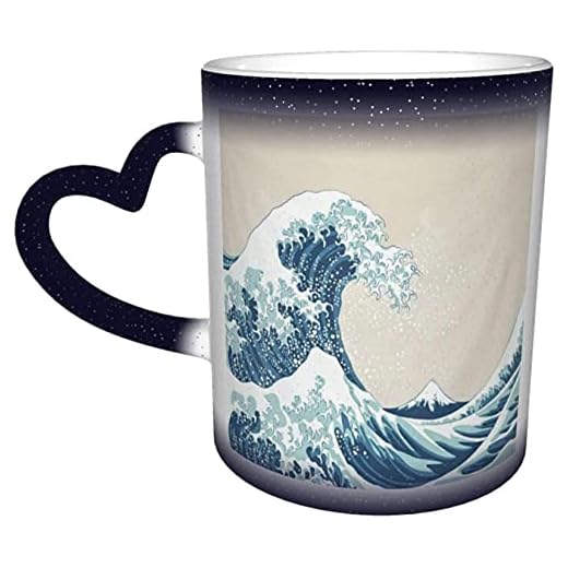 Ocean Wave Great Wave Mount Fuji Century Blue White Magic Heat Sensitive Color Changing Mug In The Sky Rolig konst Kaffemuggar Personliga presenter till familjeälskare Friends-Blue