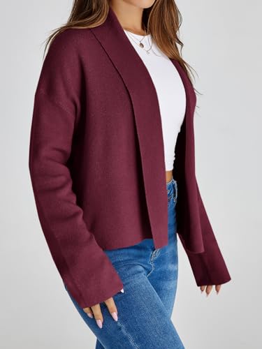 Image of Saodimallsu Womens Cropped Cardigan Open Front Shawl 2026 Fall Trendy Long Sleeve Sweater Jacket