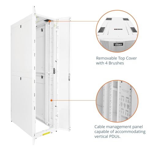 Image of Tecmojo 52U Server Rack Cabinet - PRE-Assembled 24inch Width 43inch Depth IT Network Equipment Cabinet Rack Enclosure with Casters - 3000lbs Weight Capacity(06White)