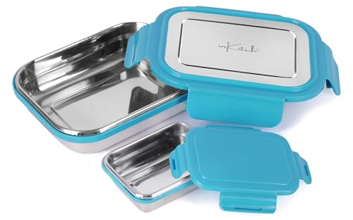 Image of Lunch Box for Kids with 500ml Steel Bottle with Cap, Leak Proof Stainless Steel Tiffin Box Set, Air Tight Food Grade Lunch Box 750ml + 120ml for School Kids Office College Picnic Travel