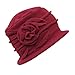 Polar Fleece Fashion Women-Cloche-Hat, 1920s Vintage Womens-Felt-Hat, Floral Winter Fall Spring Church-Hats for Women Elegant Burgundy