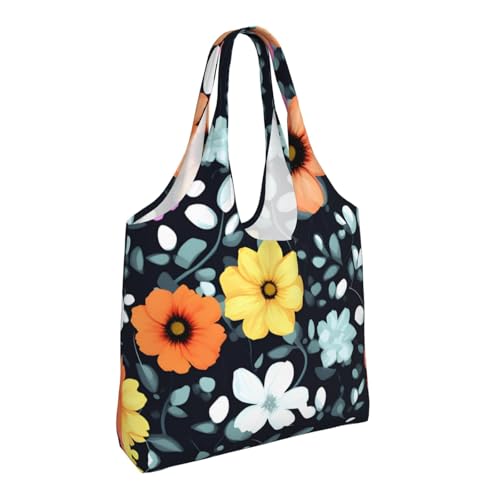 Beautiful colourful flowers Printed canvas bag Women's fashionable shoulder bag2