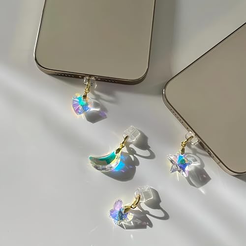 Agromusk 4pcs Kindle Charm Cute Moon Star Heart Butterfly Sun Catcher Phone Type C Dust Plug Charm Accessories Compatible With Kindle Paperwhite 2021 Released phone Usb C Devices Port Cover - image 9
