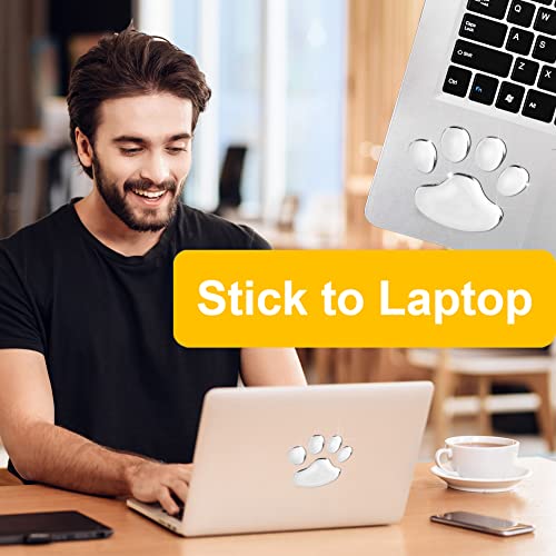 Igoolee 8Pcs Cute 3D Self-Adhesive Paw Car Sticker Decal Animal Footprint Sticker Decal For Car Laptop Refrigerator Door Window Decoration (Silver) #TOP4