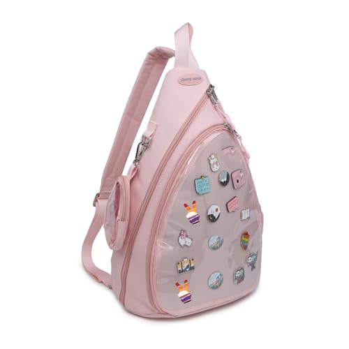 Riñonera ita bag compacta CHERRY SAUCE 32-rosa con panel transparente y correa ajustable viaje 3