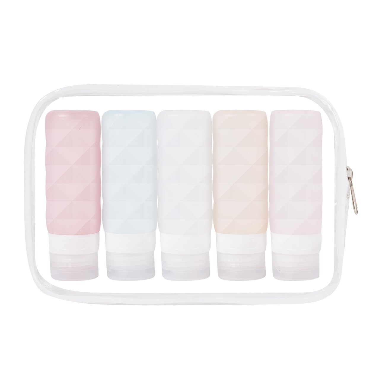 SUDDHO Travel Bottles for Toiletries,3oz Tsa Approved Leak Proof Travel Size Containers,Silicone Squeezable Travel Accessories with Clear Toiletry Bag(5Pack Color-A2)
