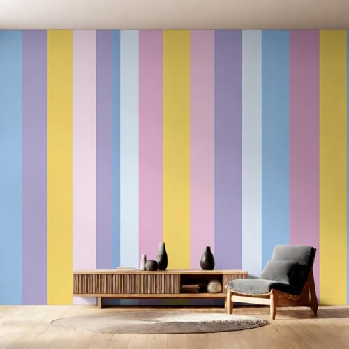 Papier peint rayures verticales colorées pour dynamiser le salon moderne - 3
