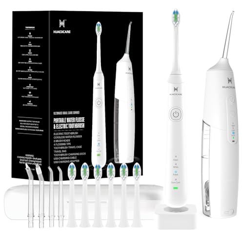 2-1 Oral Clean Kit- Water Dental flosser & Electric Toothbrush Combo- Brushing & Flossing- for Teeth Cleaning and Gum Health (White)