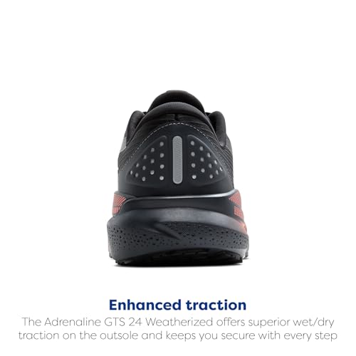 Brooks Women’s Adrenaline GTS 24 Weatherized Supportive Running Shoe - Black/Ebony/Hot Coral - 9.5 Medium