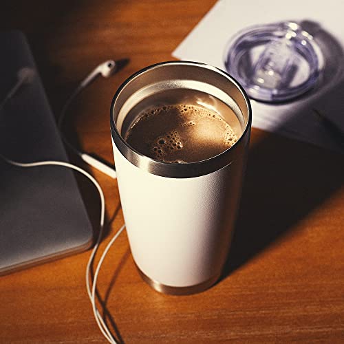 CIVAGO Vaso de 20 onzas con tapa y popote, vaso de acero inoxidable con aislamiento al vacío, taza de café de doble pared con recubrimiento de polvo, taza de viaje (blanco, paquete de 1) - Imagen 7