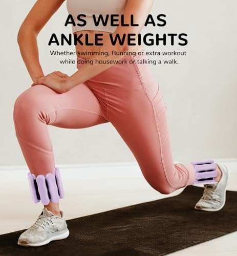 Image of Ankle & Wrist Weights for Women Men, Set of 2, 1 lb /2 lb Each | Adjustable Arm & Leg Weights, Soft Silicone Weighted Bracelet For Pilates Yoga Dance Walking Running Swimming Weight Loss