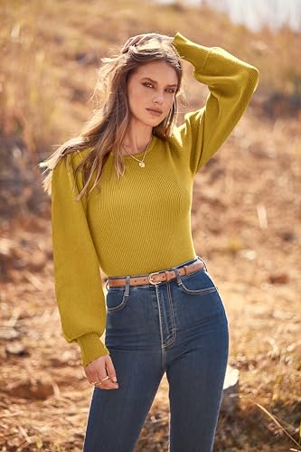 Image of MASCOMODA Womens Puff Long Sleeve Ribbed Sweater Bodysuits