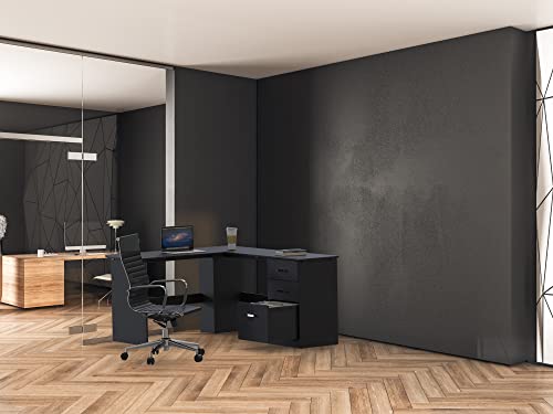Shw L-Shaped Home Office Wood Corner Desk With 3 Drawers #TOP6