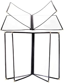 OLYCRAFT 3Pcs 4 Pages Foldable A4 Menu Card Holder Transparent Restaurant Menu Rectangle Black Folding Folder with Corner Protection for Restaurant Bar Cafe Menu
