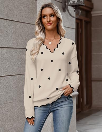 Image of Zeagoo Women's 2026 Fall V Neck Sweater Long Sleeve Lightweight Knit Tops