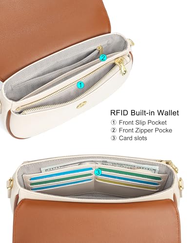 Image of RONSIN Small Crossbody Bags for Women Mini Shoulder Purse Flap Saddle Purses Underarm Shoulder Bag with 2 Removable Starps
