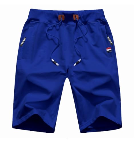 MO GOOD Mens Casual Shorts Workout Fashion Comfy Shorts Breathable Big and Tall Shorts (Blue US (30-31))