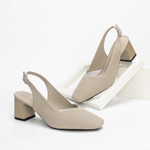 Womens Slingback Heels Square Toe Comfortable Chunky Heels Pumps Sexy Low Block Heel Wedding Dressy Work Office Shoes4
