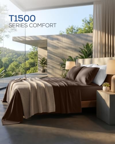 Image of Utopia Bedding Queen Sheet Set 4 Piece Soft Sheets - Brown