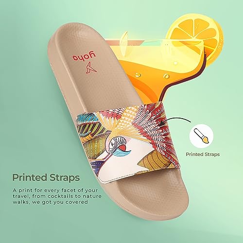 Image of YOHO Tropica Printed Comfortable Women Slides | Stylish Rainy Footwear & Waterproof Monsoon Sandals | Soft Inner Lining On Strap