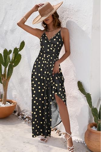 Image of Newshows Women's 2026 Lightweight Summer Wedding Guest Beach Vacation Casual V Neck Split Flowy Maxi Dress