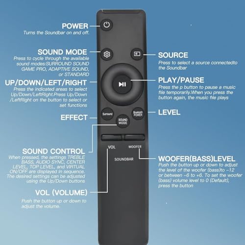 Image of Compatible with Samsung Soundbar Remote Control Original AH59-02758A Part Number Suitable for Home Theatre Amplifier Music System, Ensure Match Key-by-Key Exactly for Optimal Compatibility