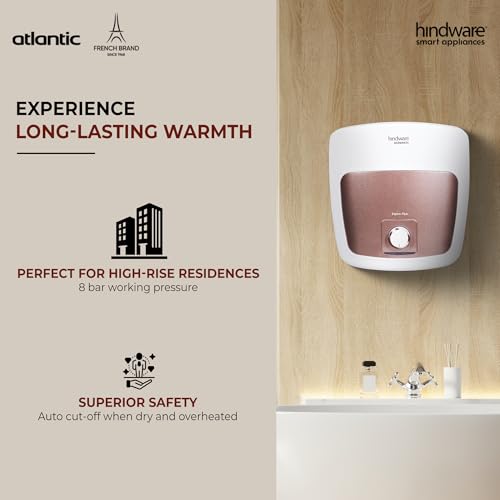 Image of Hindware Smart Appliances | Espiro plus 25L | 2Kw | Glasslined Coated Tank | 5-Star Rating And Temperature Control Knob |Storage Water Heater (Geyser) White & Black