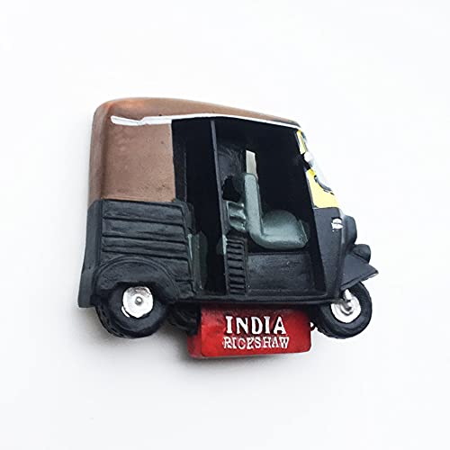 Imán decorativo redondo India 3D Tuktuk 5×7 cm miniatura 3